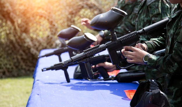 paint ball target for practice with green bunker soldier