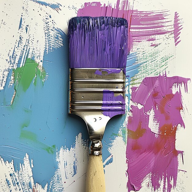 Paint Brush Upright in Purples Magentas and Lime