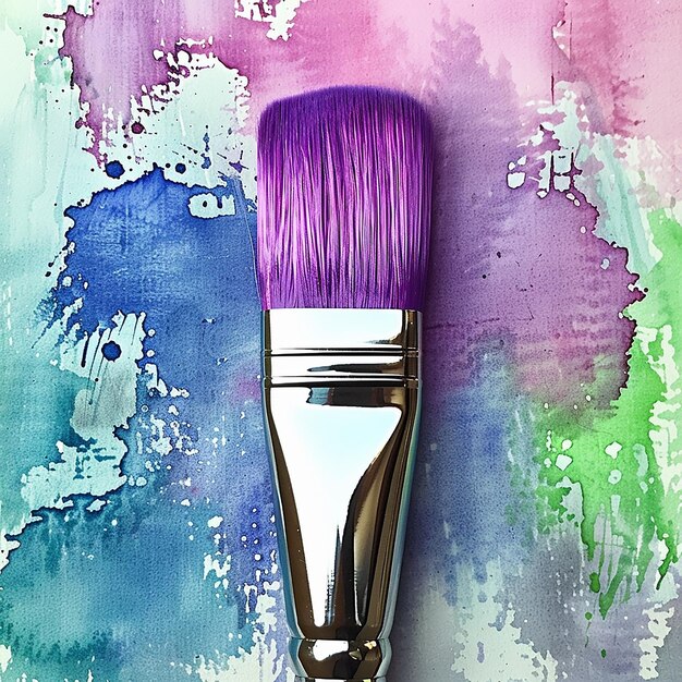 Paint Brush Upright in Purples Magentas and Lime