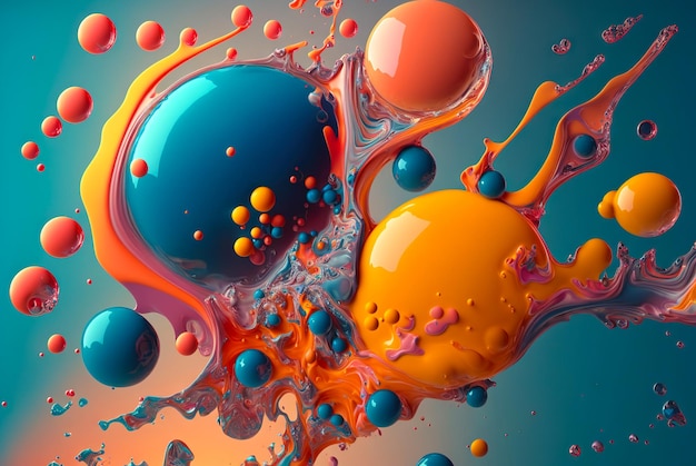 Paint bubbles Mix of different colors Generative AI