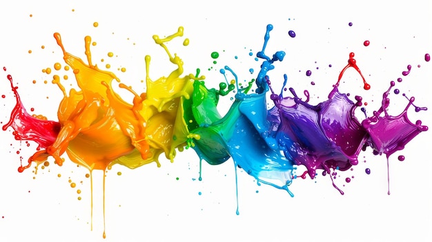 Paint colorful splash drip isolated on white wallpaper background