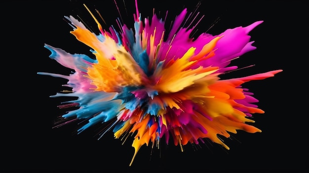 Paint explosion isolated background on colorful background Abstract colorful