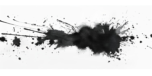 Photo paint splash background with black watercolor paint isolated black watercolor splash