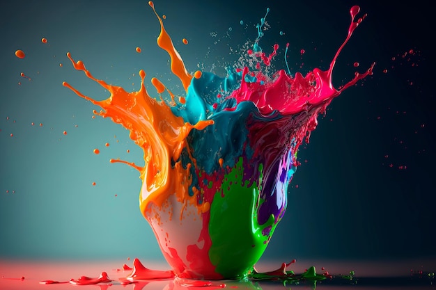 Paint splashes against a white backgroundVertical shot ai