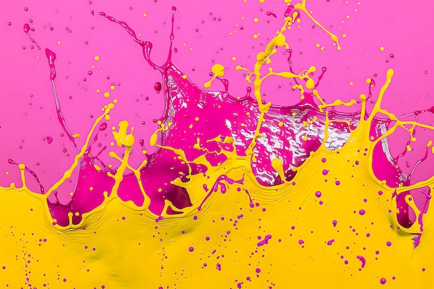 Photo paint splashes in yellow and pink colors