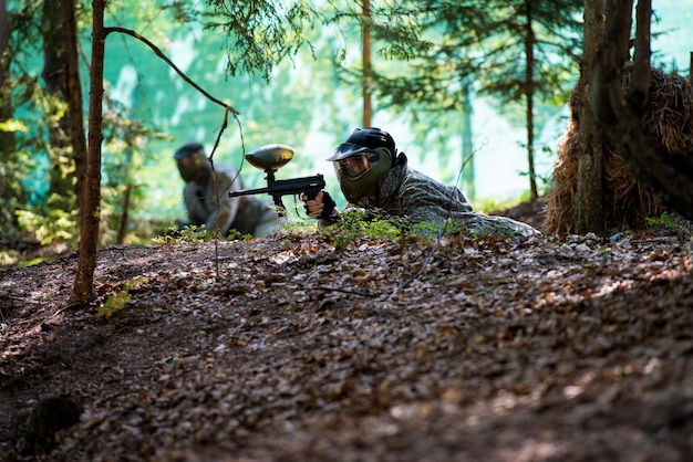 Paintball sniper ready for shooting