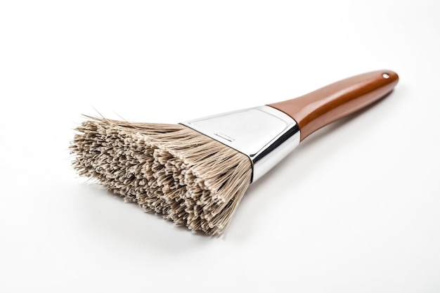 Photo paintbrush with brown handle and natural bristles