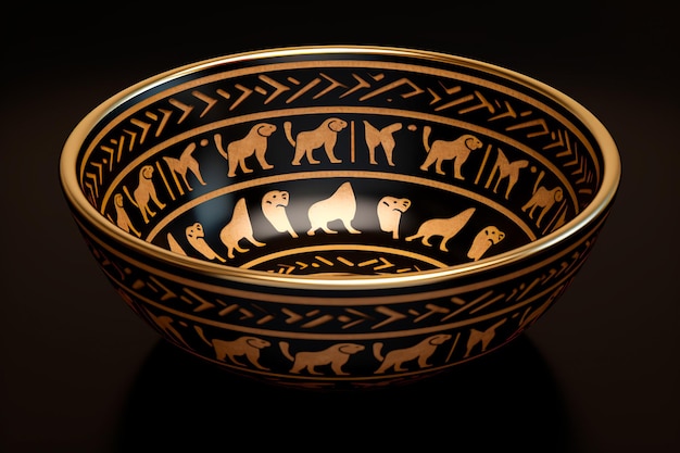 Painted ceramic dog bowl on isolated background AI Generated