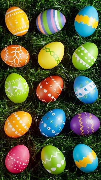 Painted colorful easter eggs background easter holiday celebration background concept