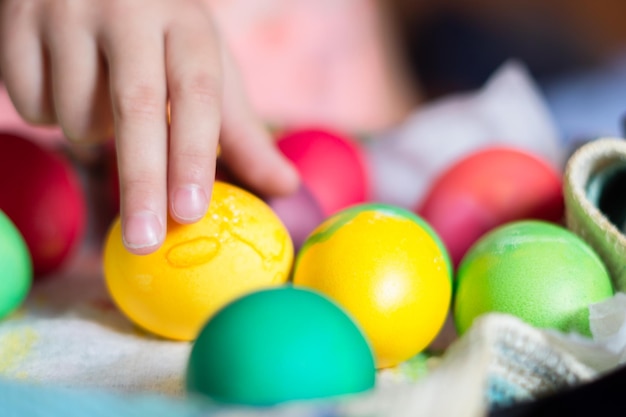 painted eggs on easter day