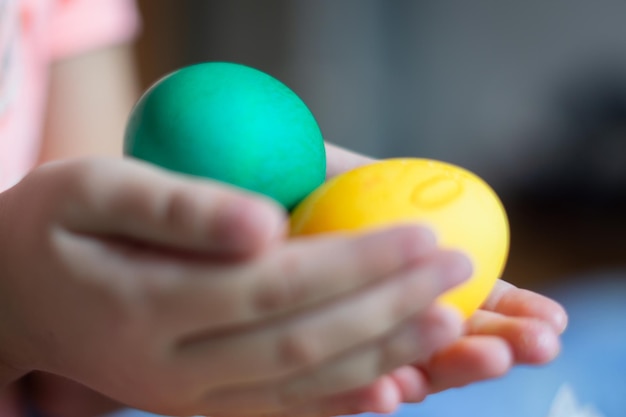 painted eggs on easter day