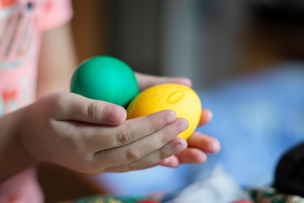 painted eggs on easter day