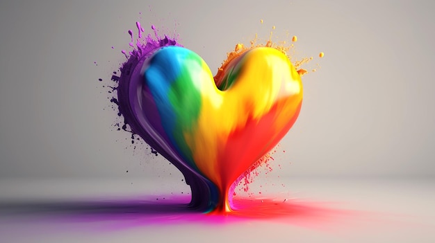 painted heart with rainbow colors