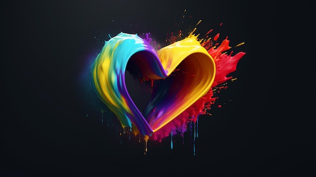 painted heart with rainbow colors