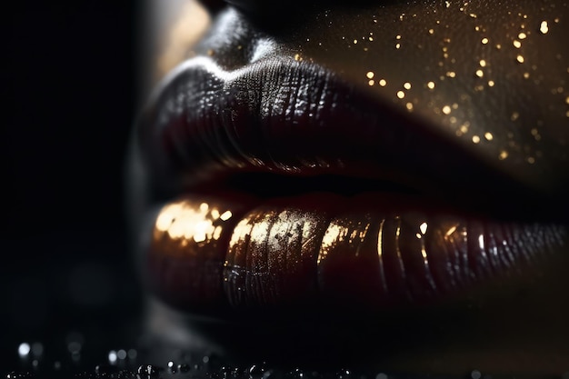 Painted lips of an african girl Generative AI