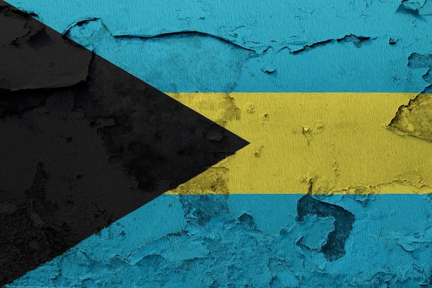 Painted national flag of Bahamas on a concrete wall