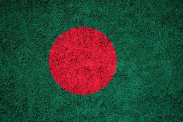 Painted national flag of Bangladesh on a concrete wall