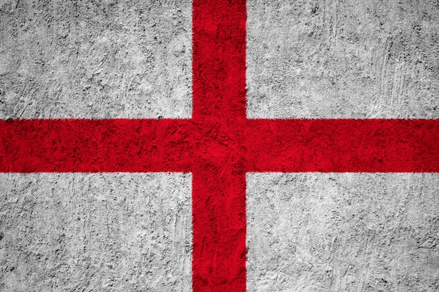 Painted national flag of England on a concrete wall