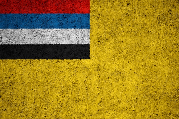 Painted national flag of Manchukuo on a concrete wall