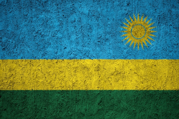 Painted national flag of Rwanda on a concrete wall