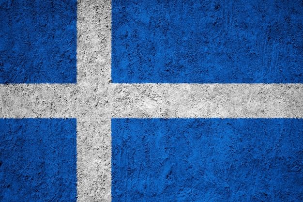 Painted national flag of Shetland on a concrete wall