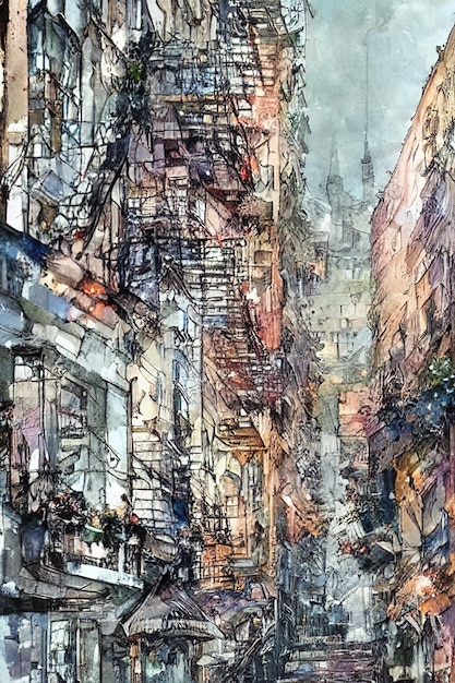 Painted picturecity in John Salminen stylegenerated by Ai