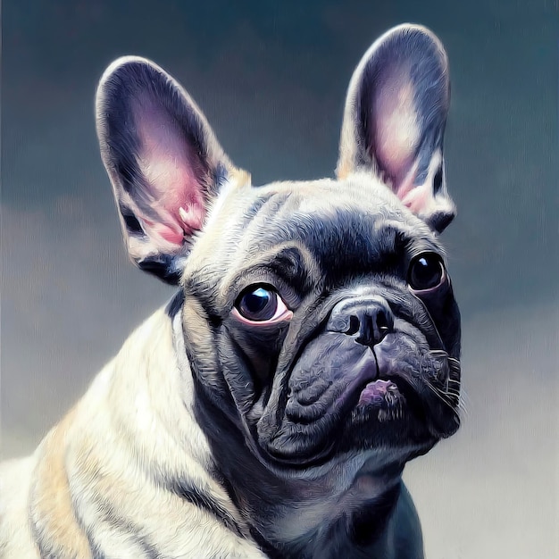 Painted portrait of a french bulldog