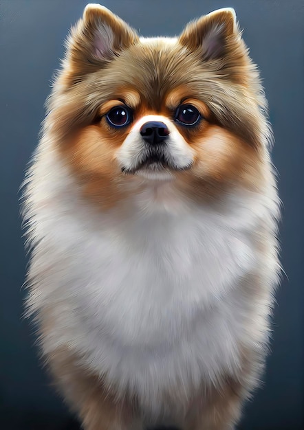 Painted portrait of a Pomerania dog