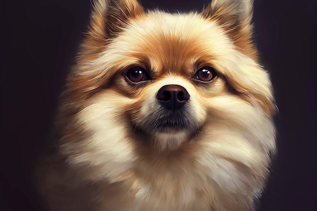 Painted portrait of a Pomerania dog