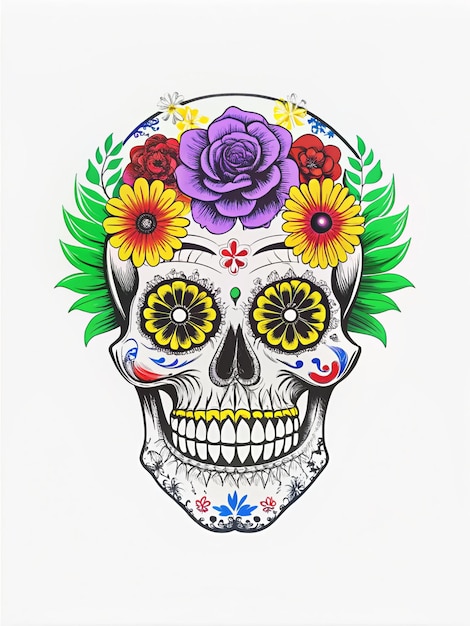 Photo painted skull colorful ornate skulls symbolizing honor with vivid floral and cultural designs