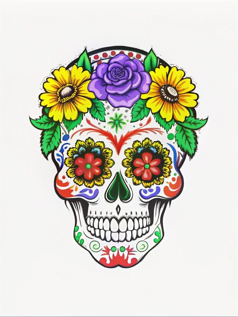 Photo painted skull colorful ornate skulls symbolizing honor with vivid floral and cultural designs