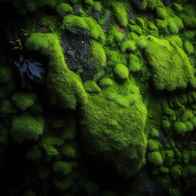 Painted Stabilized Moss Texture Background Green Moss Wall for Modern Interior Abstract Generative AI Illustration