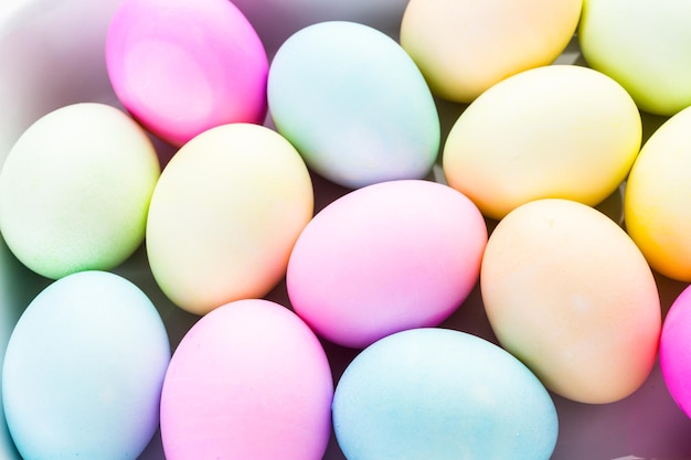 Painted with pastel colors Easter eggs.