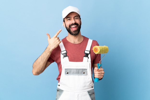 Painter man over isolated wall