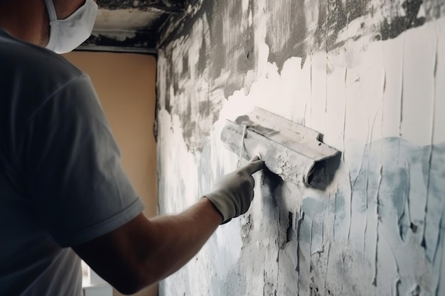 Painter whitewashes the walls AI Generated