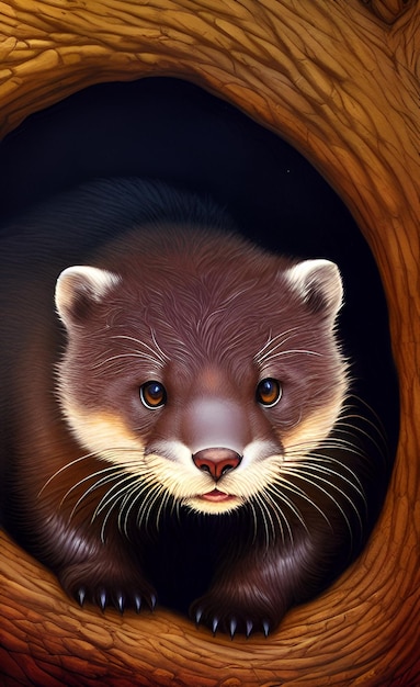 A painting of an animal with long whiskers