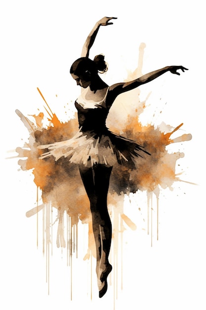 painting of a ballerina in a tutu with a splash of paint generative ai