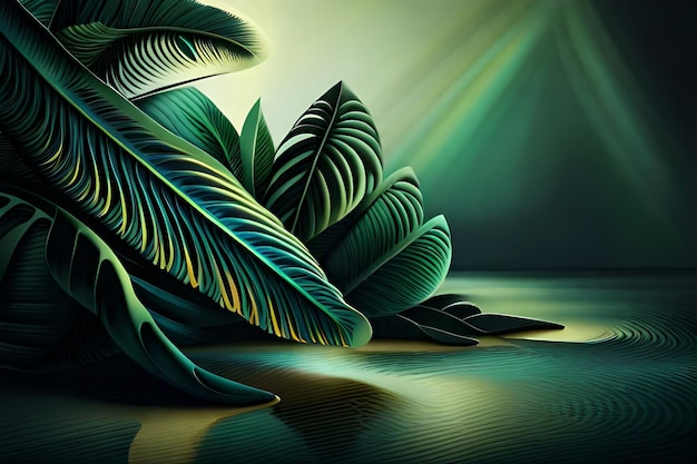 A painting of a banana leaf