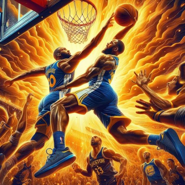 a painting of a basketball player