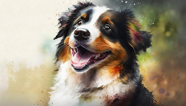 A painting of a bernese mountain dog