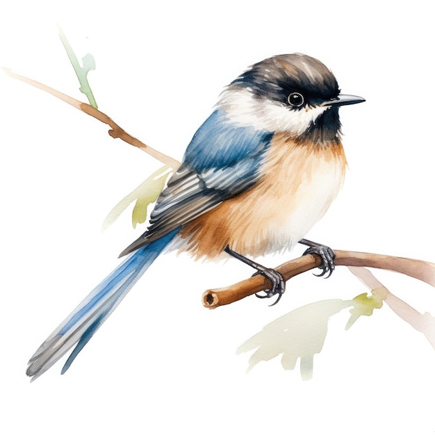 a painting of a bird on a branch with a bird on it