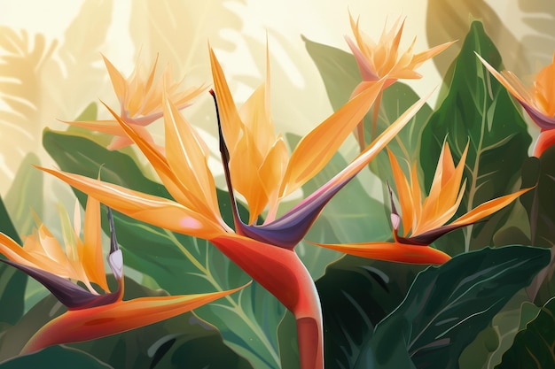 A painting of a bird of paradise flower generative AI