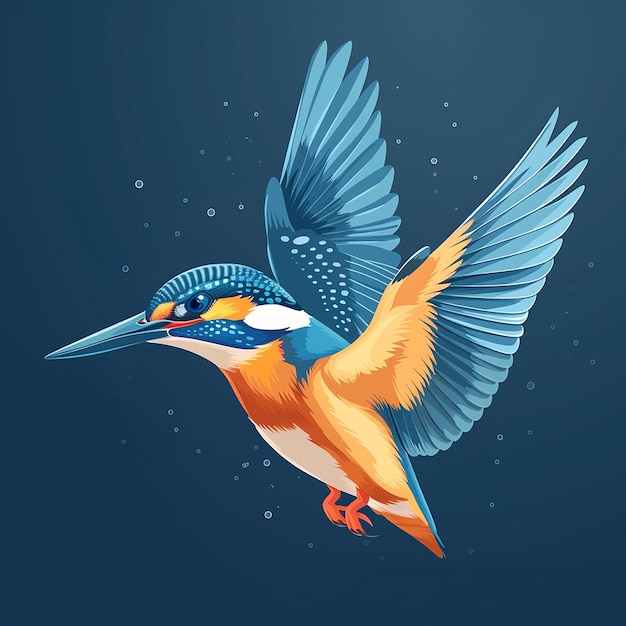 a painting of a bird with a blue background with a blue background with a starfisher on it