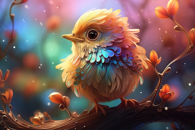 Photo painting of a bird with colorful background