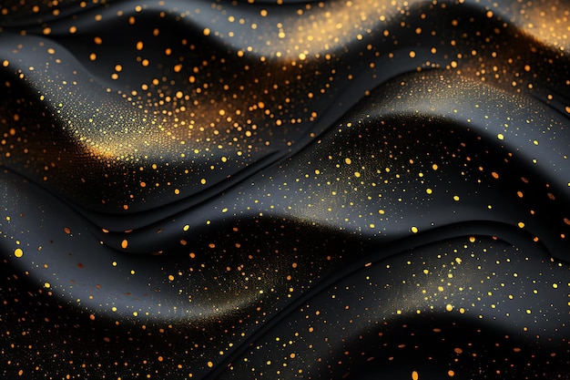 a painting of a black background with gold stars and a black background