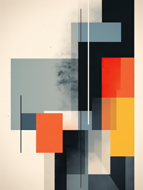 A painting of a black and orange abstract background with a red and orange square and a black and orange square.