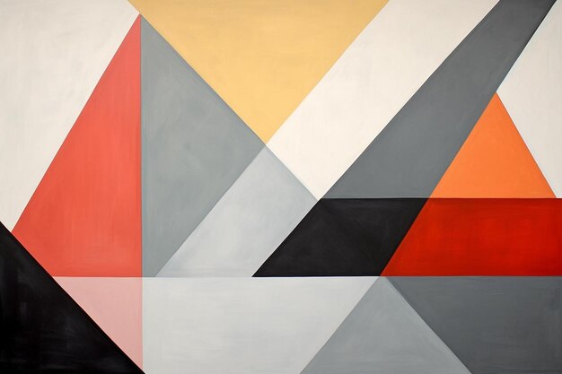 a painting of a black and orange geometric geometric background