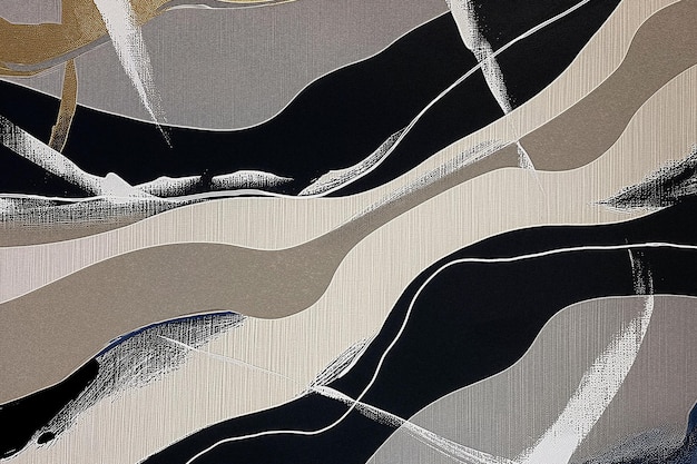 a painting of a black and white abstract background with a black and white pattern