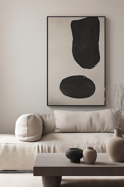 Photo a painting of a black and white painting with a black circle on the back