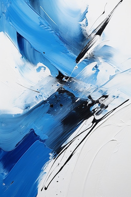 a painting of a blue and black abstract painting